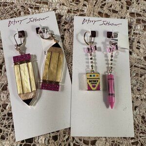 Betsey Johnson Teacher Statement earrings set of 2
